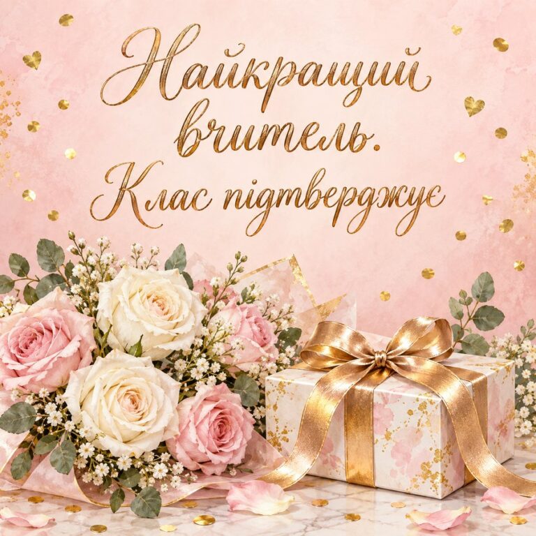 Найкращий вчитель. Клас підтверджує - листівка з привітанням з Днем вчителя