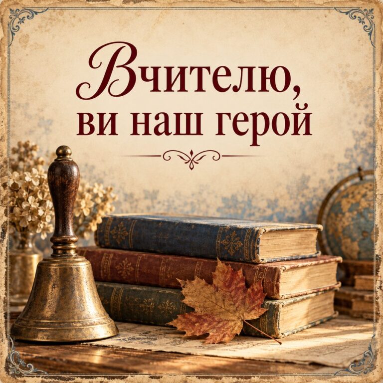 Вчителю, ви наш герой - листівка з привітанням з Днем вчителя