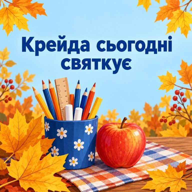 Крейда сьогодні святкує - листівка з привітанням з Днем вчителя