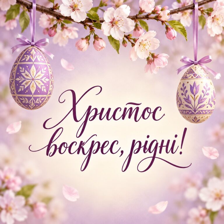 Христос воскрес, рідні! - листівка з привітанням з Великоднем