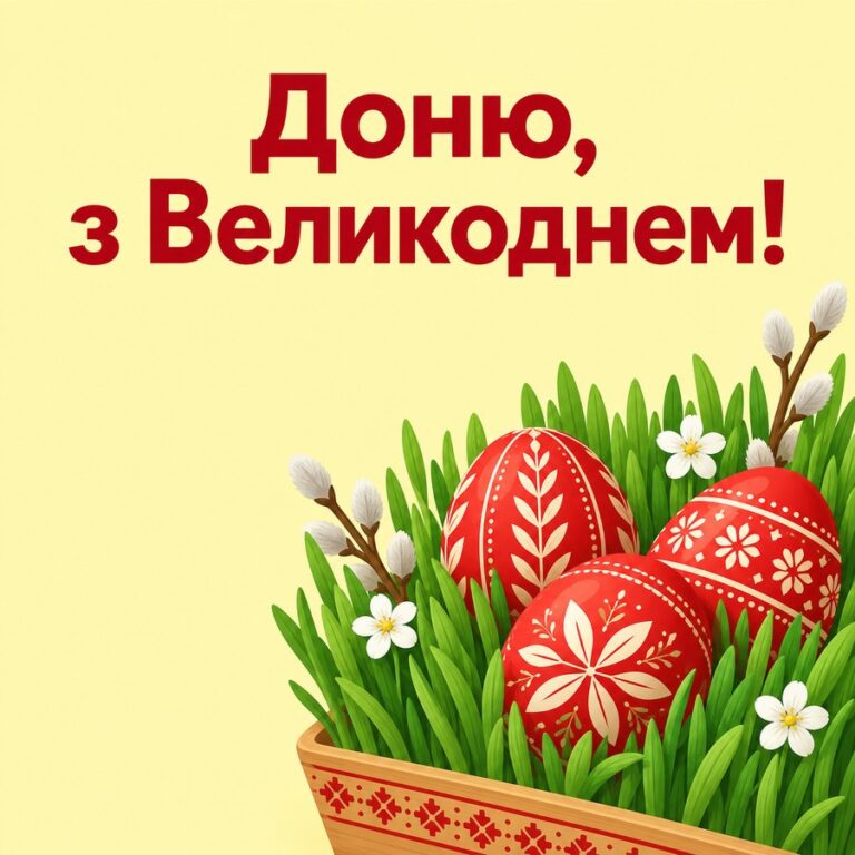 Доню, з Великоднем! - листівка з привітанням з Великоднем
