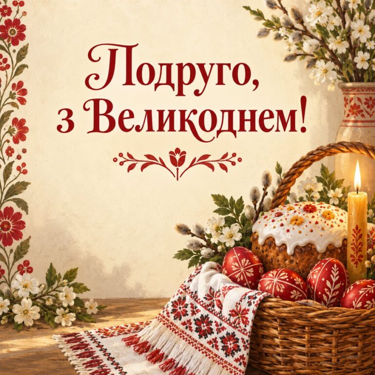 Подруго, з Великоднем! - листівка з привітанням з Великоднем