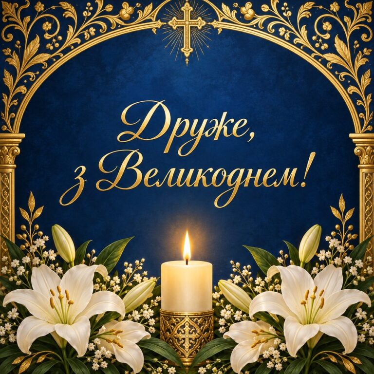 Друже, з Великоднем! - листівка з привітанням з Великоднем