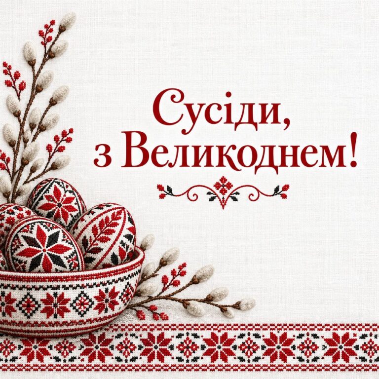 Сусіди, з Великоднем! - листівка з привітанням з Великоднем