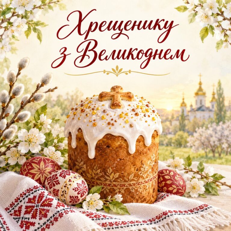 Хрещенику з Великоднем - листівка з привітанням з Великоднем