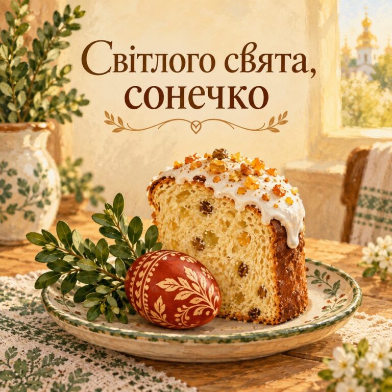 Світлого свята, сонечко - листівка з привітанням з Великоднем