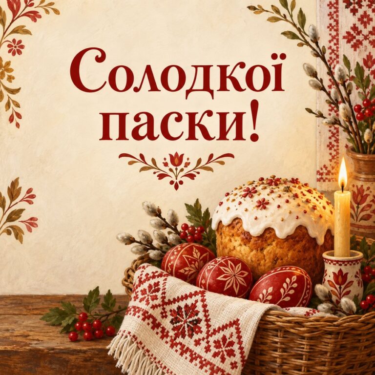 Солодкої паски! - листівка з привітанням з Великоднем