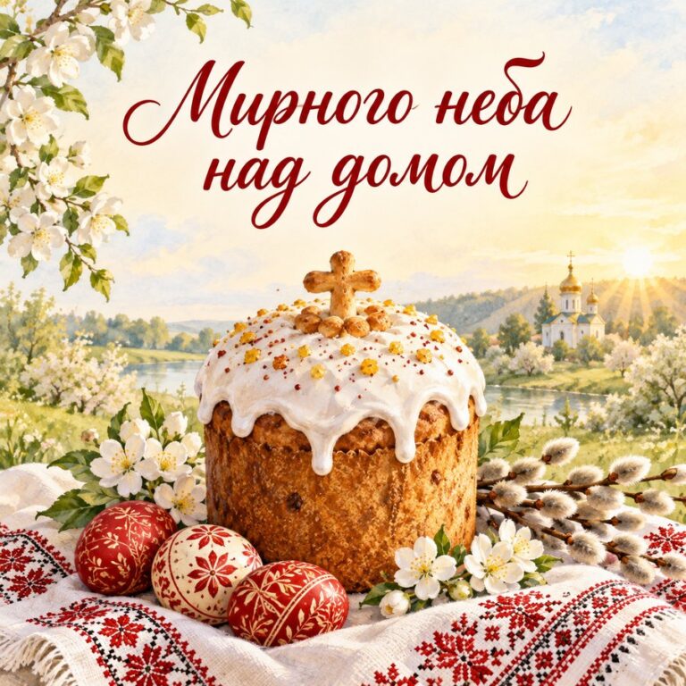 Мирного неба над домом - листівка з привітанням з Великоднем