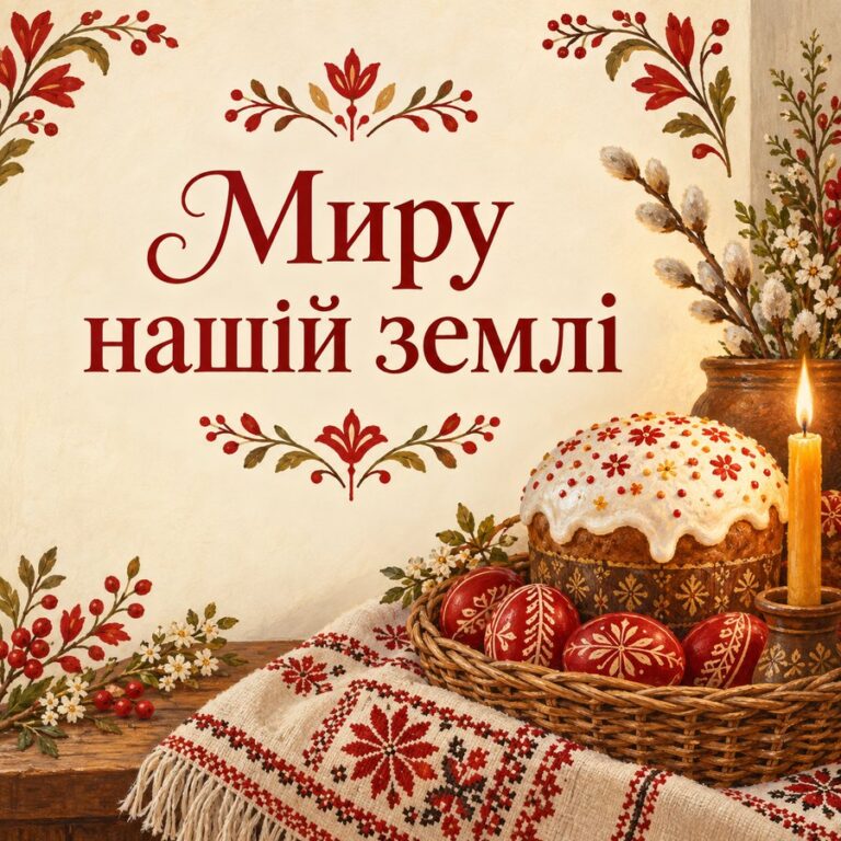 Миру нашій землі - листівка з привітанням з Великоднем