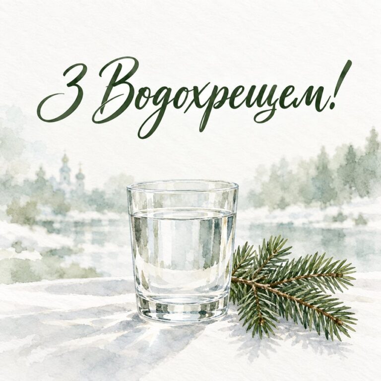 З Водохрещем! - листівка з привітанням з Водохрещем