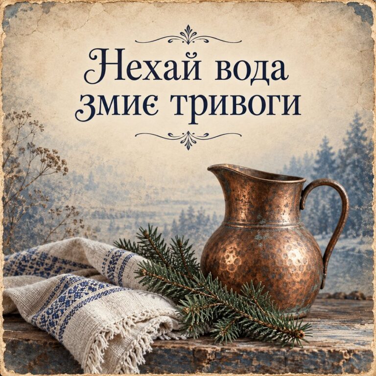 Нехай вода змиє тривоги - листівка з привітанням з Водохрещем