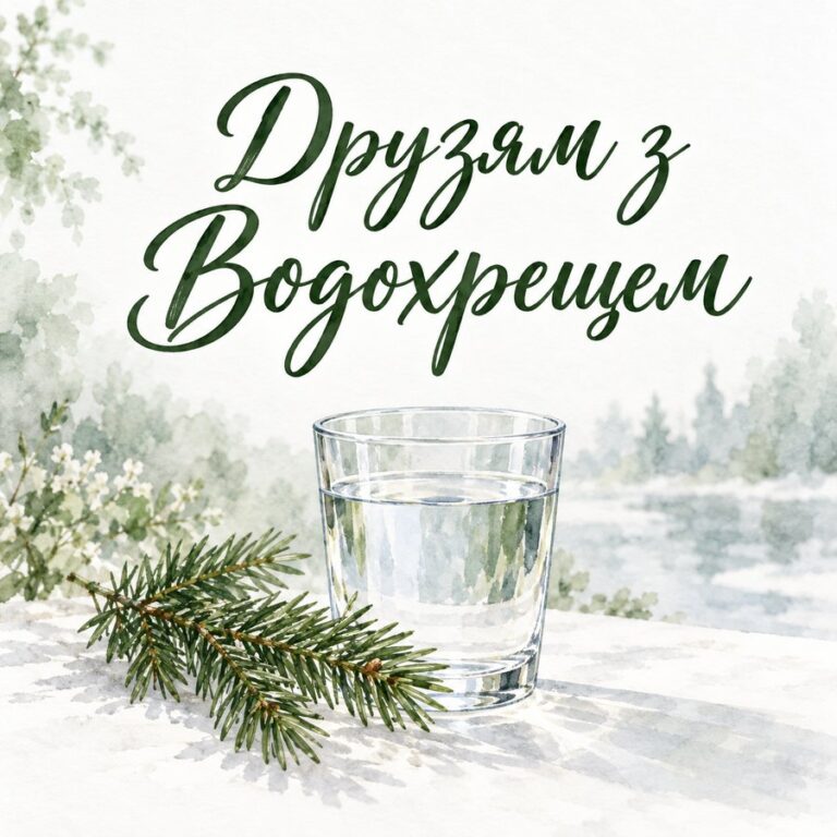 Друзям з Водохрещем - листівка з привітанням з Водохрещем