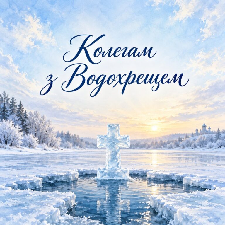 Колегам з Водохрещем - листівка з привітанням з Водохрещем