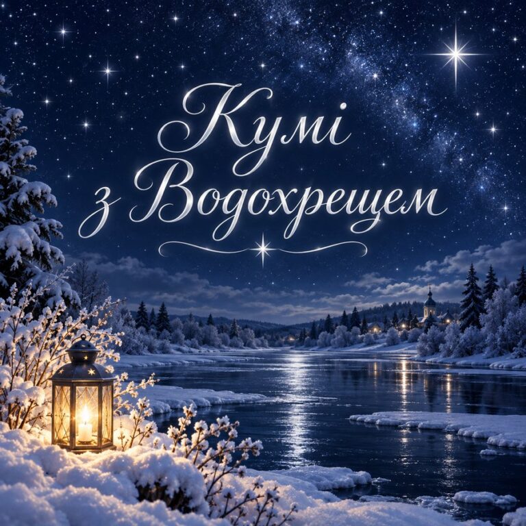 Кумі з Водохрещем - листівка з привітанням з Водохрещем
