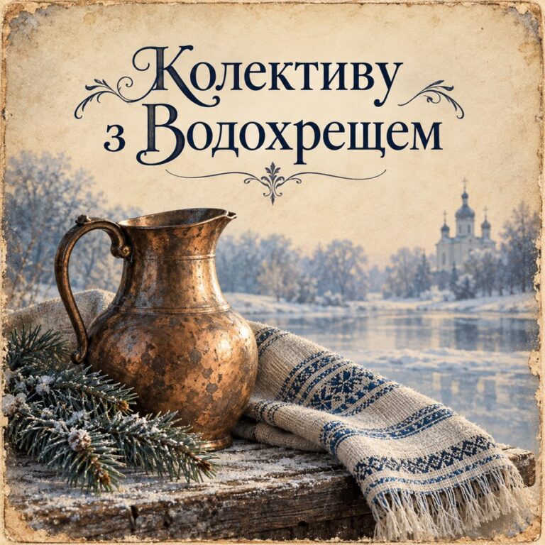 Колективу з Водохрещем - листівка з привітанням з Водохрещем