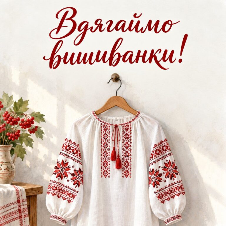 Вдягаймо вишиванки! - листівка з привітанням з Днем вишиванки
