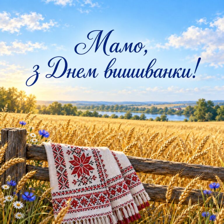 Мамо, з Днем вишиванки! - листівка з привітанням з Днем вишиванки