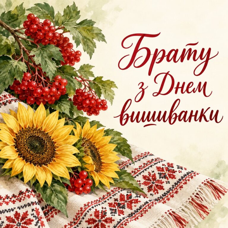 Брату з Днем вишиванки - листівка з привітанням з Днем вишиванки