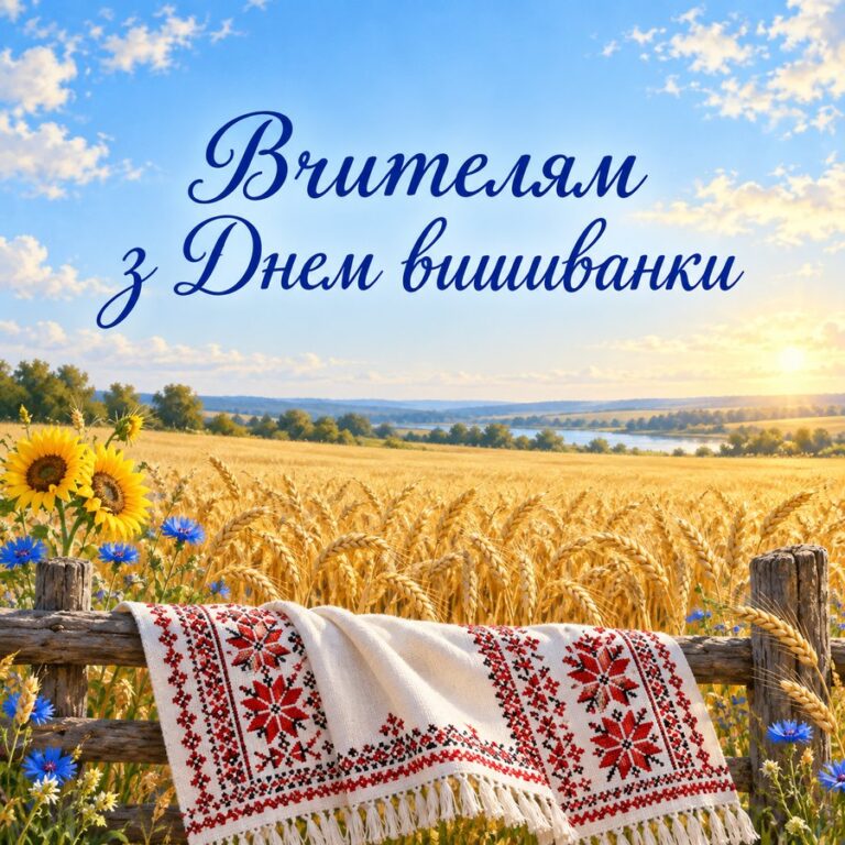 Вчителям з Днем вишиванки - листівка з привітанням з Днем вишиванки