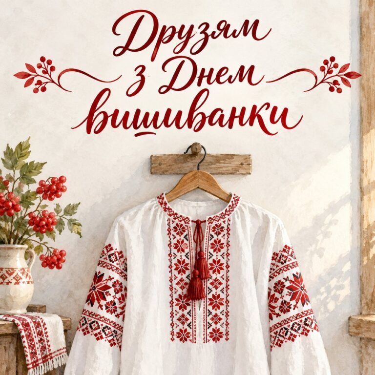 Друзям з Днем вишиванки - листівка з привітанням з Днем вишиванки