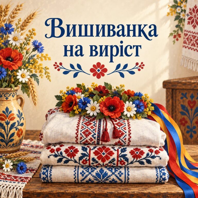 Вишиванка на виріст - листівка з привітанням з Днем вишиванки