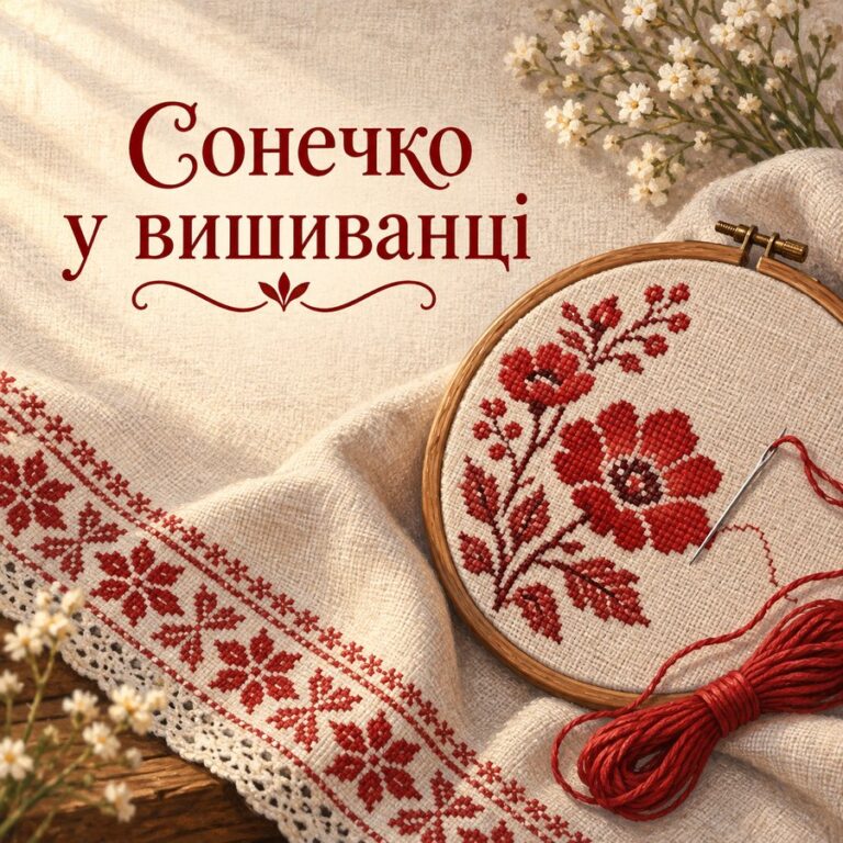 Сонечко у вишиванці - листівка з привітанням з Днем вишиванки