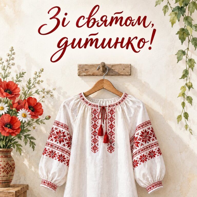 Зі святом, дитинко! - листівка з привітанням з Днем вишиванки