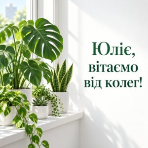 Юліє, вітаємо від колег! - листівка з привітанням з днем народження Юлії
