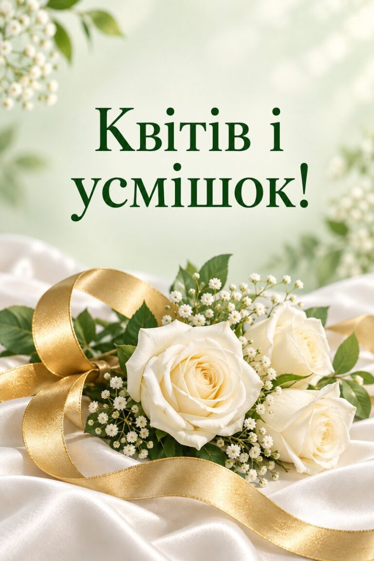 Квітів і усмішок! - листівка з привітанням з ювілеєм жінці