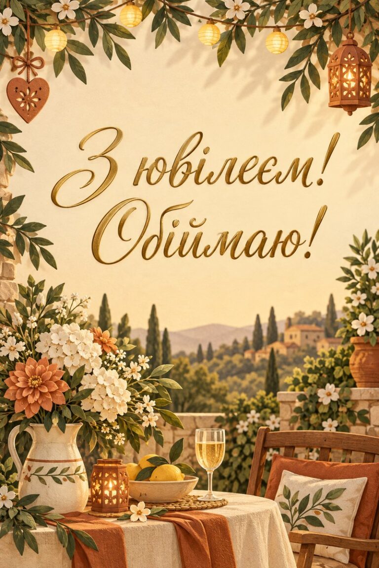 З ювілеєм! Обіймаю! - листівка з привітанням з ювілеєм жінці