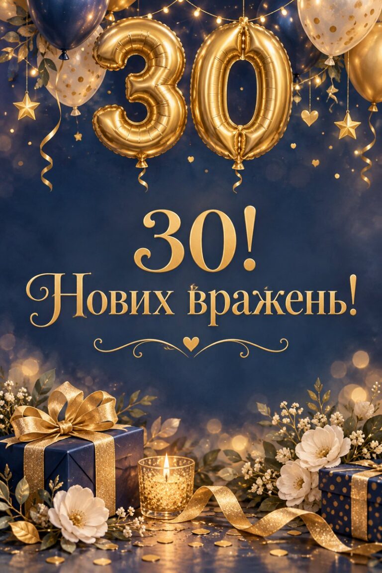 30! Нових вражень! - листівка з привітанням з ювілеєм жінці