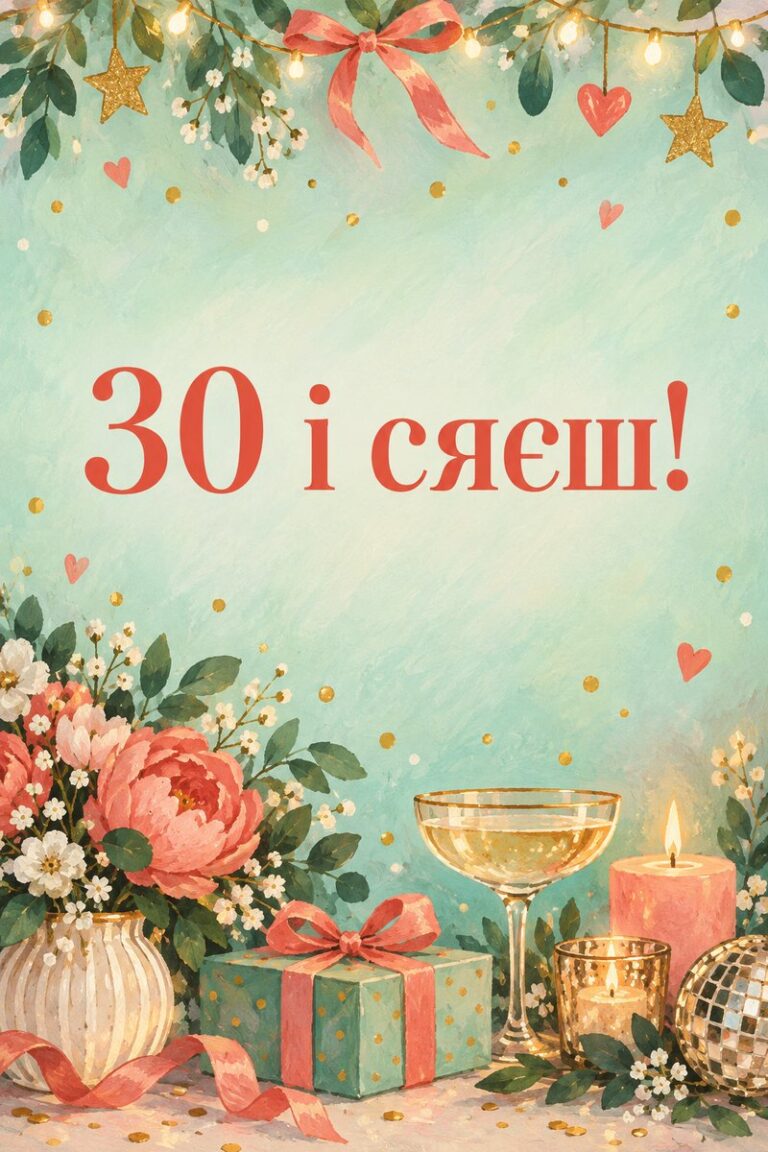 30 і сяєш! - листівка з привітанням з ювілеєм жінці