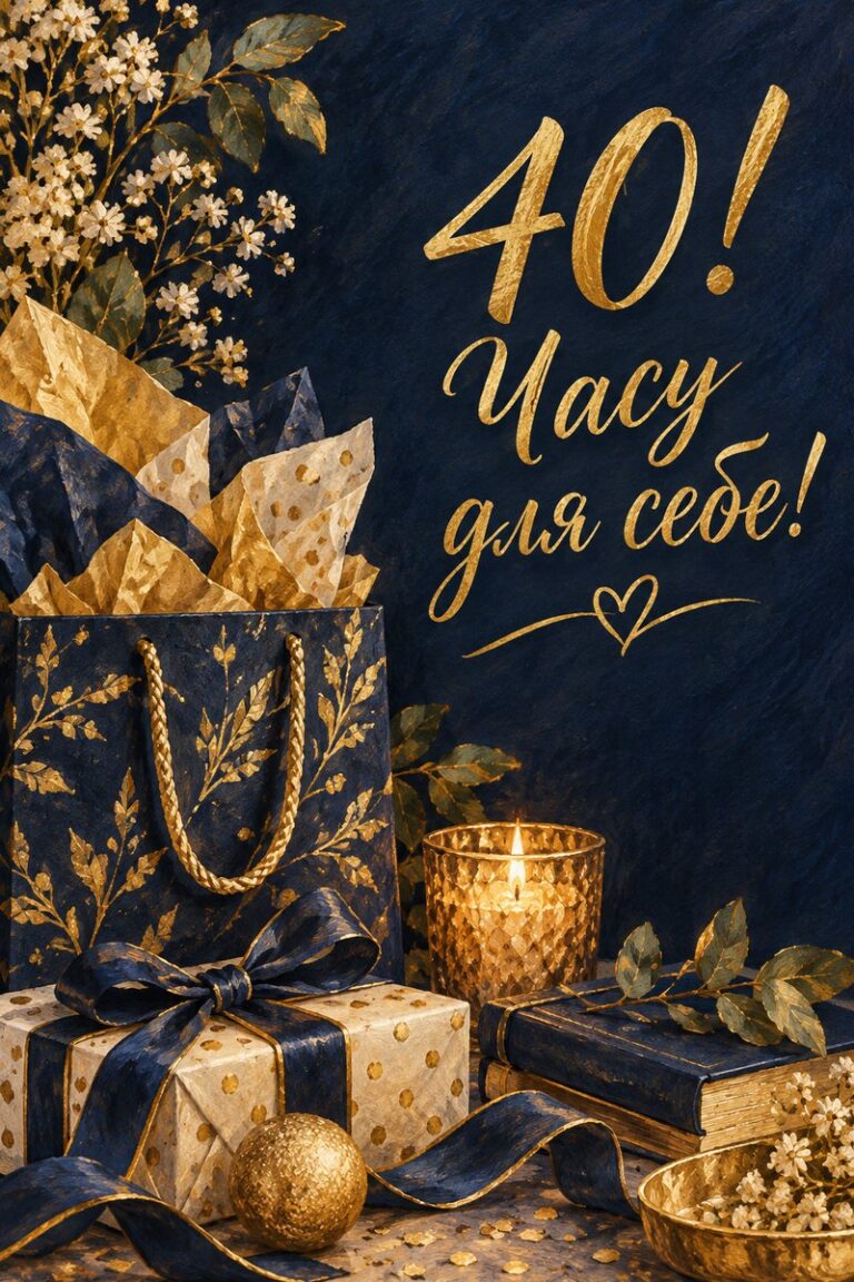 40! Часу для себе! - листівка з привітанням з ювілеєм жінці