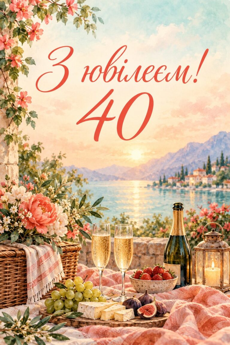 З ювілеєм! 40 - листівка з привітанням з ювілеєм жінці