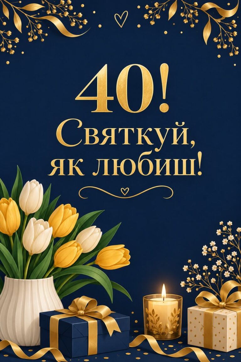 40! Святкуй, як любиш! - листівка з привітанням з ювілеєм жінці
