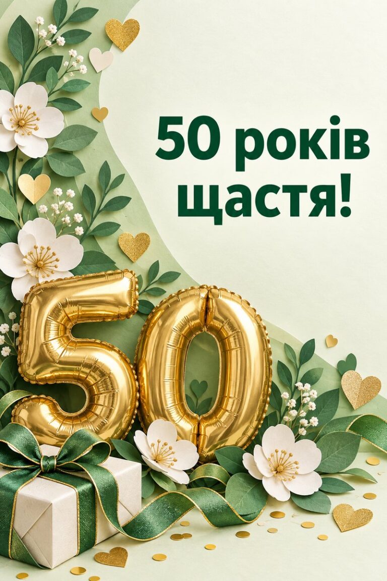 50 років щастя! - листівка з привітанням з ювілеєм жінці
