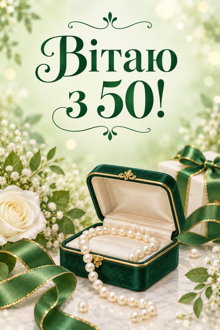Вітаю з 50! - листівка з привітанням з ювілеєм жінці