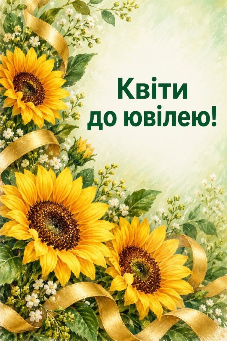 Квіти до ювілею! - листівка з привітанням з ювілеєм жінці