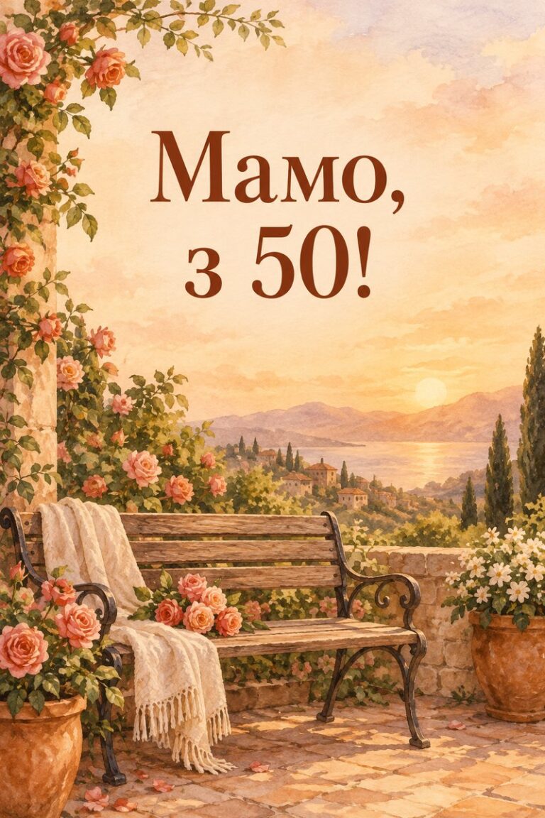 Мамо, з 50! - листівка з привітанням з ювілеєм жінці