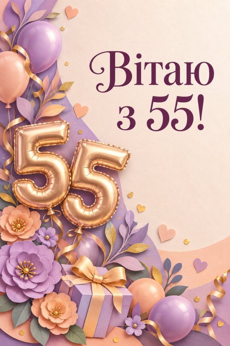 Вітаю з 55! - листівка з привітанням з ювілеєм жінці