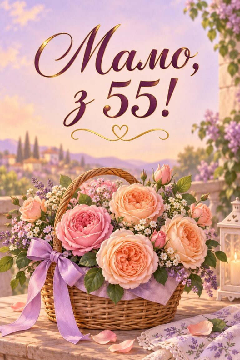 Мамо, з 55! - листівка з привітанням з ювілеєм жінці