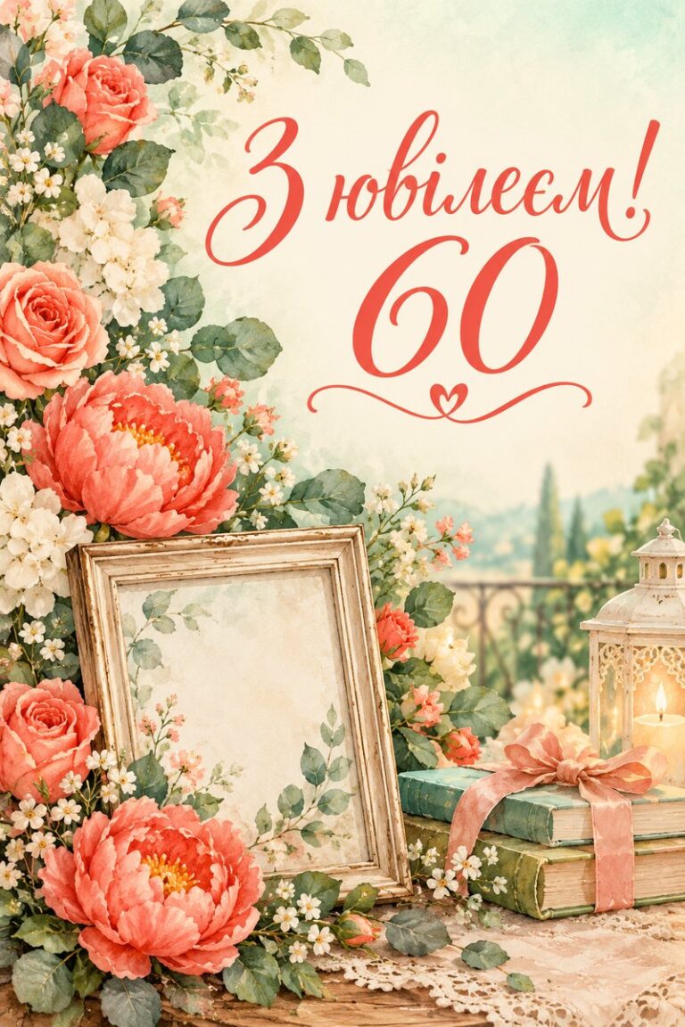 З ювілеєм! 60 - листівка з привітанням з ювілеєм жінці