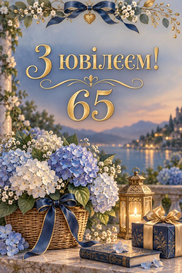 З ювілеєм! 65 - листівка з привітанням з ювілеєм жінці