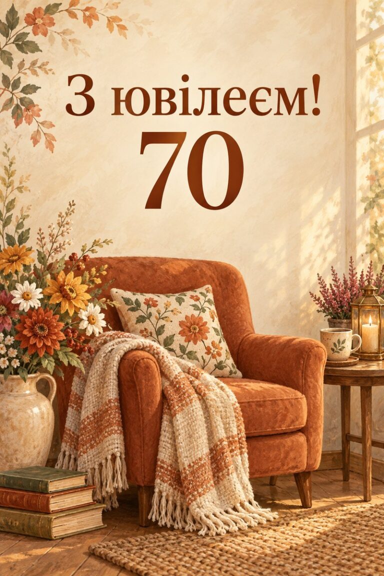З ювілеєм! 70 - листівка з привітанням з ювілеєм жінці