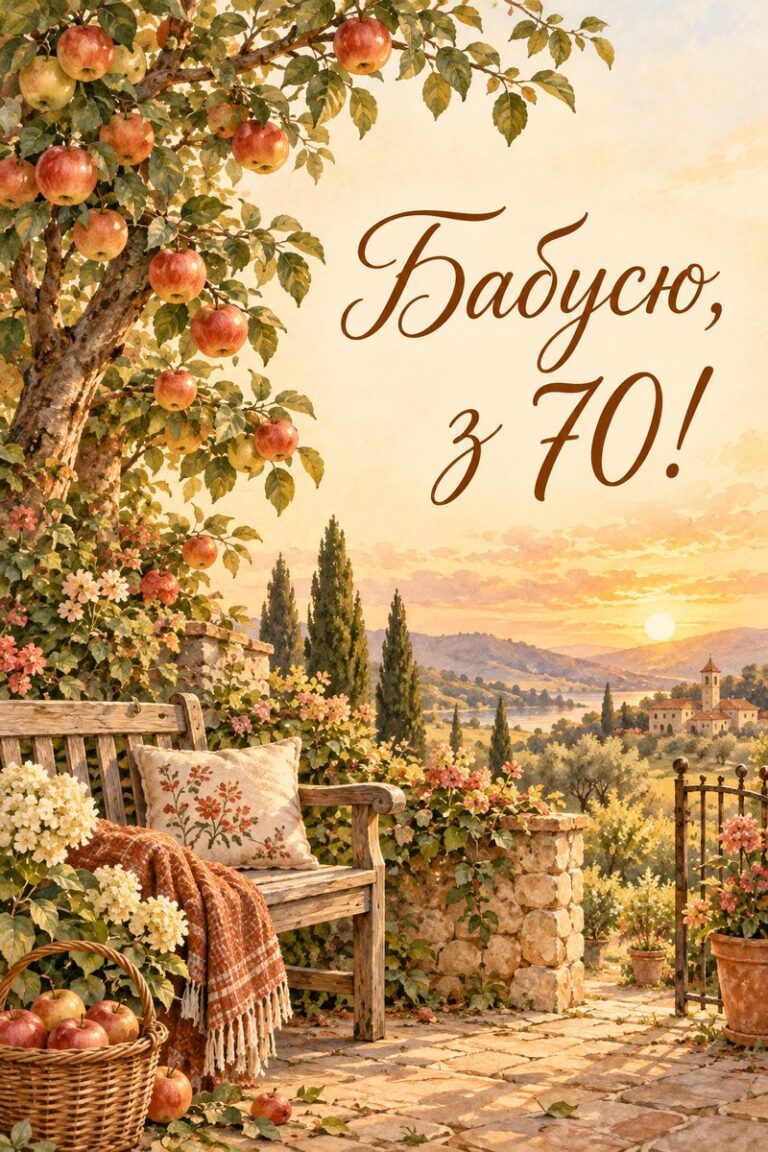 Бабусю, з 70! - листівка з привітанням з ювілеєм жінці