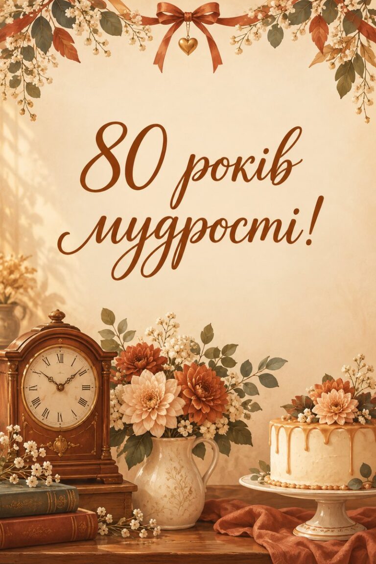 80 років мудрості! - листівка з привітанням з ювілеєм жінці