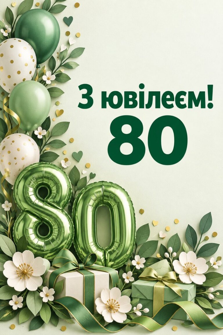 З ювілеєм! 80 - листівка з привітанням з ювілеєм жінці