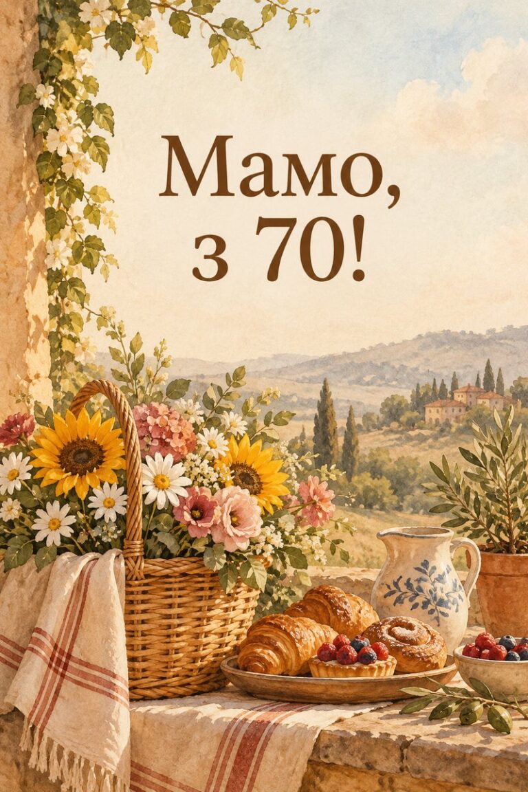 Мамо, з 70! - листівка з привітанням з ювілеєм жінці
