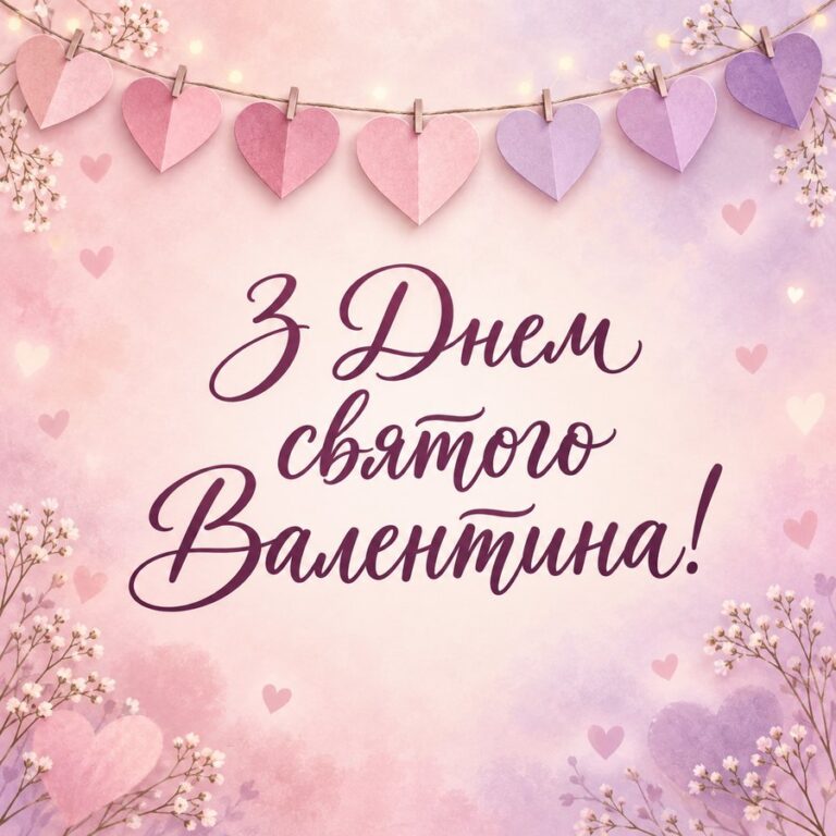 З Днем святого Валентина! - листівка з привітанням з Днем закоханих