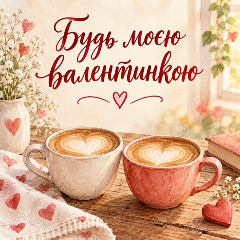 Будь моєю валентинкою - листівка з привітанням з Днем закоханих